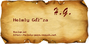 Helmly Géza névjegykártya