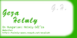 geza helmly business card